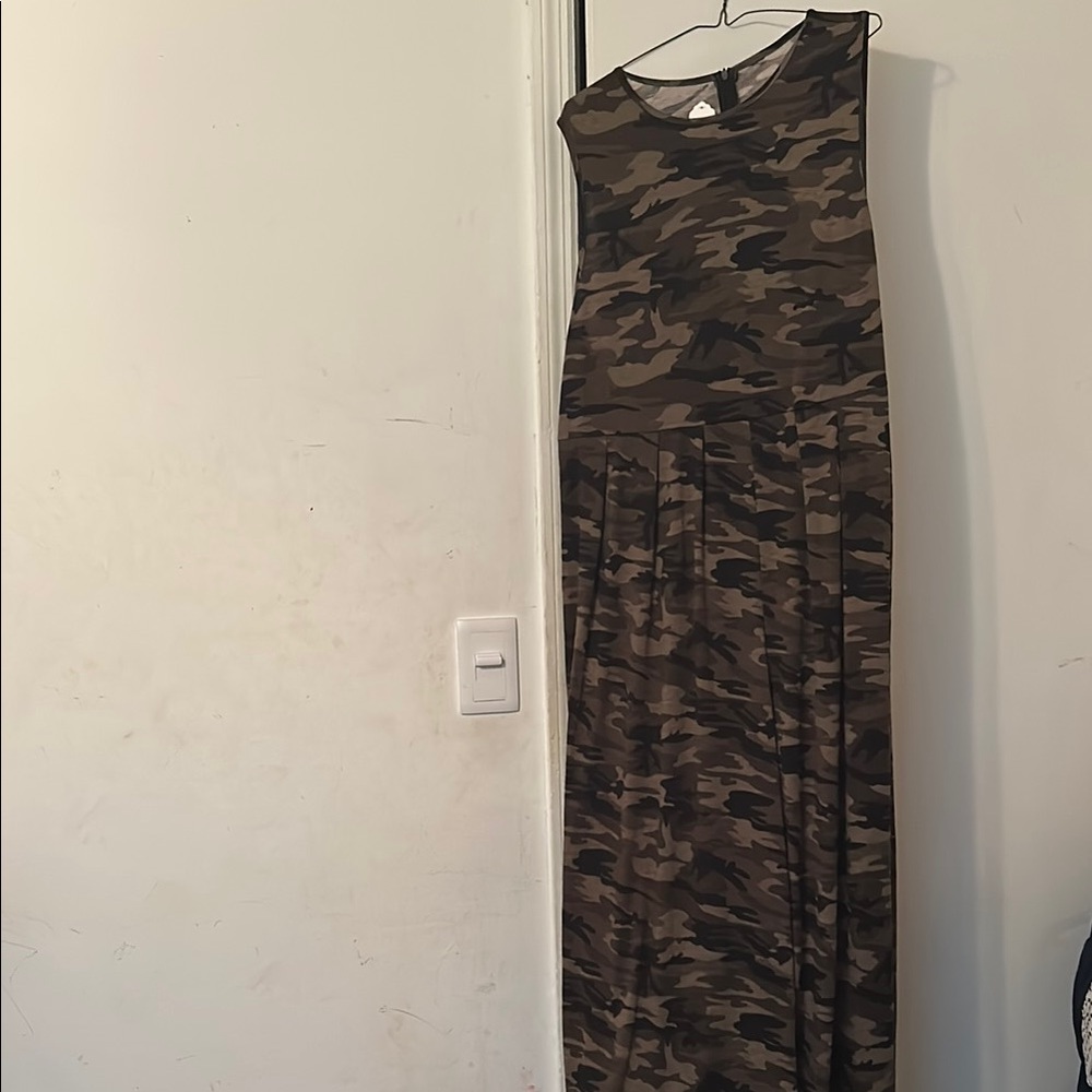 Brown and Tan Sleeveless Sheath Maxi jumpsuit